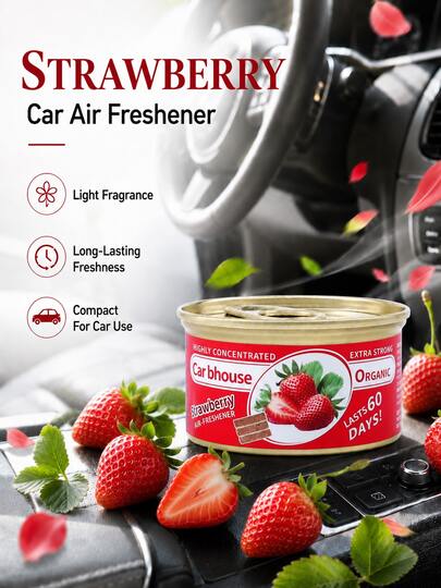 Car Air Freshener, Long-Lasting Canned Fiber Block Solid Fragrance, Home Decor, Flameless Diffuser, Wardrobe Hanging Fragrance, Suitable For Home, Bathroom, Bedroom, Office, Natural Vanilla Bubblegum Cherry Lavender Strawberry Coconut, Party