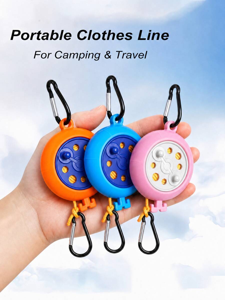 Portable Travel Clothesline Cord Adjustable Camping Clothes Line Outdoor Retractable Clothesline Windproof And Non-Slip Clothing Line Space-Saving Design For Summer Travel Camping Backyard Hotel Laundry Use Camping Accessories