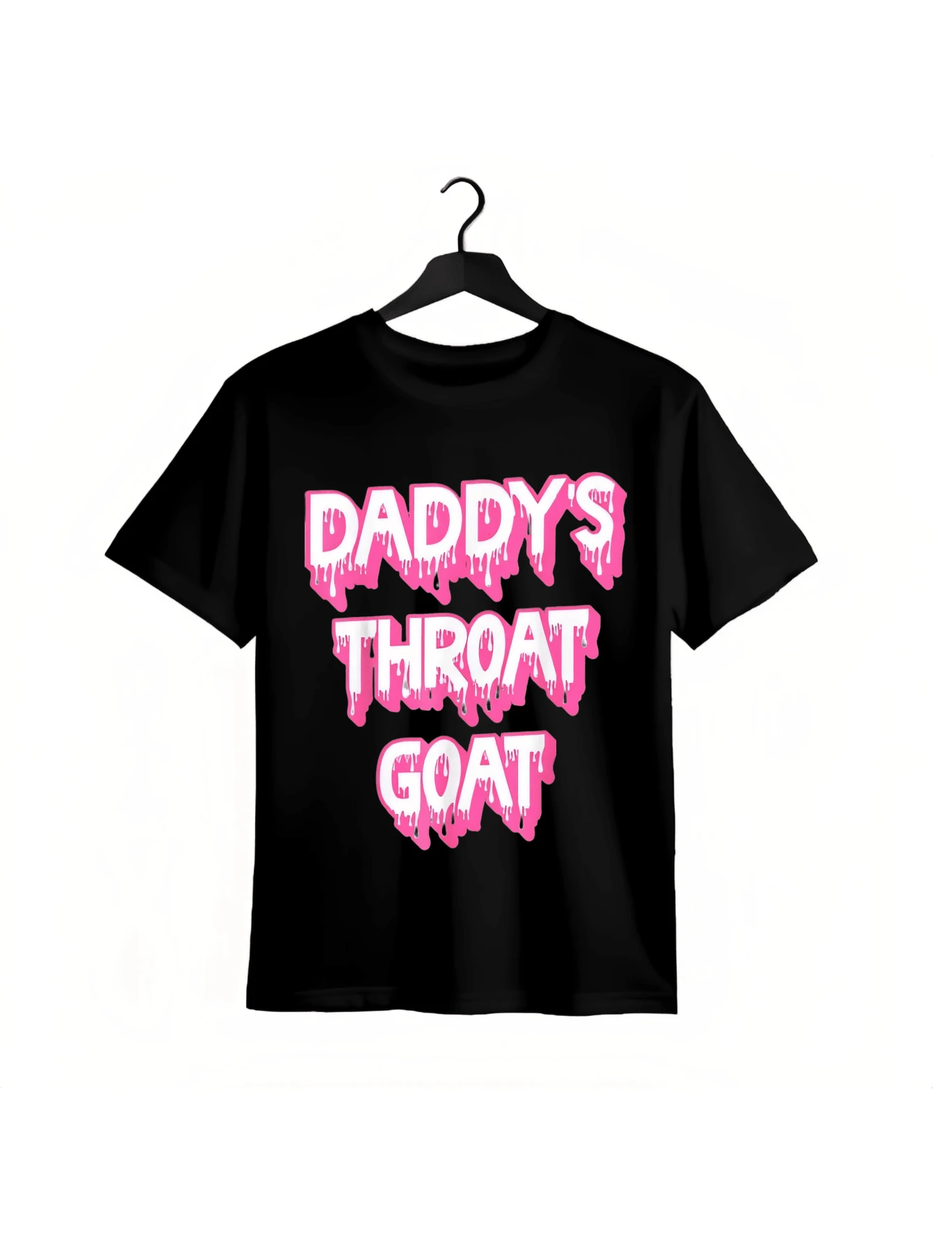 Funny Pink Daddy's Throat Goat Adult Humor Sarcastic Outfit T-Shirt - 黑色 - 查看 1