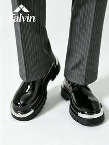 British Style Business Formal Shoes, Steel Toe Decor Oxford Shoes, Round Toe Wedding Shoes, New Shiny Patent Leather Groom Shoes, Lace-Up Driving Formal Soft Leather Shoes, Party Dress Shiny Patent Leather Brand Shoes, Thick Sole Moccasin Shoes, Office Fashion Comfortable Derby Shoes, Luxury Party Dress Office Work Shoes, PU Leather High Quality Vintage Original Handmade Shoes - Black - View 7