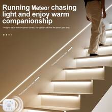 LQHZMYY 1-5m LED Motion Sensor Light Strip With Human Body Sensor Switch, Neon Chasing Flowing Water Effect, Flexible Strip, 3000K/6000K Optional, Light Flowing Meteor Effect, Chasing Light With USB Interface, Suitable For Staircase Chasing Light, Corridor Flowing Light, Balcony, Indoor/Outdoor Use, Modern Lighting Design|Flexible Neon Light Flexible Strip|Staircase Light - Induction Flowing Water Neon Lights - View 9