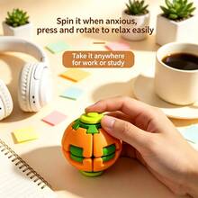 1pc Multicolor Contrast Gear Print 3D Press & Rotate Stress Relief Ball - Minimalist Ins Desktop Fidget - Smooth Rotating Decompression Design - 2-In-1 Pressable Finger Spinner - Portable Compact Pocket Size - Durable Wear-Resistant 3D Printed Material - Suitable For Office - Commute - Home Leisure - Outdoor Travel - Car - Anxiety Relief Fidget - Multicolor - View 4