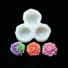 3D 牡丹玫瑰花矽膠模具，DIY 樹脂黏土多用途模具 - A-白色 - View 1