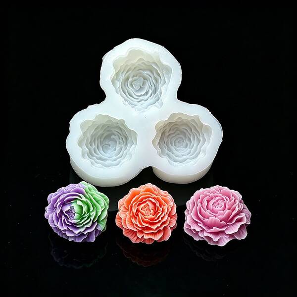 3D 牡丹玫瑰花矽膠模具，DIY 樹脂黏土多用途模具