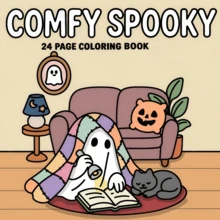 "Cozy Halloween" 24-Page Coloring Book, Designed For Warm Evenings, Hot Drinks And Just The Right Amount Of Halloween Charm. It Blends Cute Halloween Vibes With Relaxing And Cozy Scenes, Suitable For Teens And Adults, Perfect Gift Choice For Halloween, New Year, Christmas And Other Holiday Parties. - Halloween-themed Coloring Book - View 1