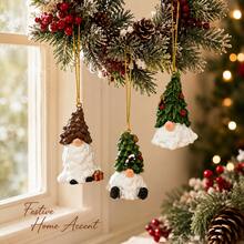 3pcs Christmas Gnome Resin Hanging Ornaments, Tree Hat Holiday Tree Decorations For Christmas Home Party Decor - View 7