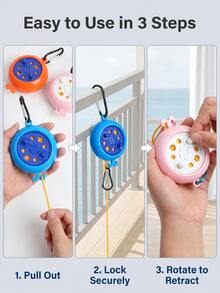 Portable Travel Clothesline Cord Adjustable Camping Clothes Line Outdoor Retractable Clothesline Windproof And Non-Slip Clothing Line Space-Saving Design For Summer Travel Camping Backyard Hotel Laundry Use Camping Accessories - Multicolor - View 11