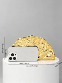 Retro Metal Fan-Shaped Evening Clutch, Gold Formal Occasion Party Ball Unique Style Women's Shoulder Bag - Gold - View 3