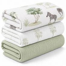 3pcs/Set Fine Cotton Swaddle Blankets, Breathable Soft Newborn Receiving Blankets, Swaddle Wrap Burp Cloths, Baby Baptism Essentials, Toddler Gifts - Multicolor - View 13