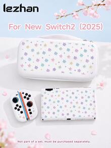 1pc Floral Translucent Glitter Fashion Pattern Protective Case, Compatible With New Switch 2 (2025), Switch NS/Switch OLED, Suitable For Switch 2 Game Console Accessories, Full Set, Storage Bag, Card Slot Dock Shell, Switch Protective Case, Romantic Gift For Switch Players - Multicolor - View 1