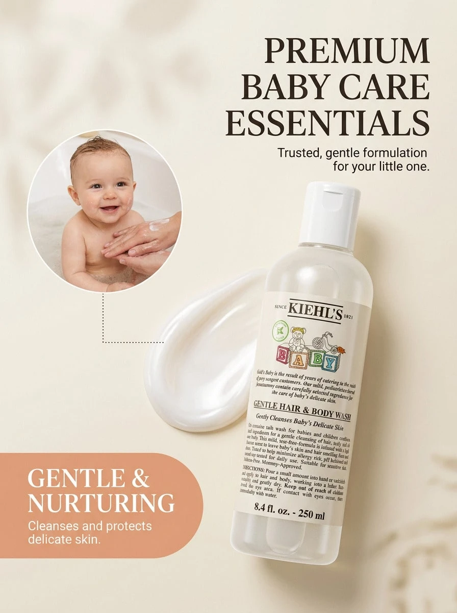 Kiehl's Baby Hair And Body Wash 8.4oz/250ml- Skin Care Moisturizing Formula For Newborns & Sensitive Skin, Daily Bath & Shampoo Care, For Babies & Kids - Multicolor - View 1