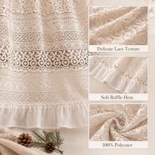 1pc Translucent Thin Lace Half Curtain, Stove Oven Cabinet Cover, Minimalist Cream Style Kitchen Home Decor (Size 76*54cm) - White Lotus Leaf Trim - View 4