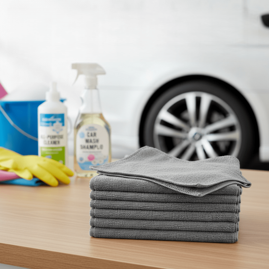 5pcs/10pcs Multi-Purpose Grey Microfiber Cleaning Rags - Soft & Quick-Dry Towels For Car Washing, Dusting, And Household Chores