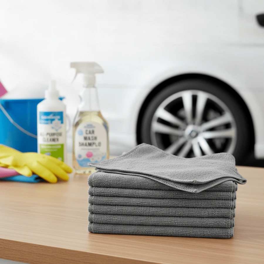 5pcs/10pcs Multi-Purpose Grey Microfiber Cleaning Rags - Soft & Quick-Dry Towels For Car Washing, Dusting, And Household Chores