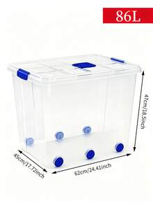 86L大容量可移動儲物箱，可堆疊設計，堅固耐用，省空間，附安全鎖扣蓋，多尺寸可選，適用於居家、儲藏室、辦公室、車庫，透明工具收納箱 - 彩色 - 查看 8