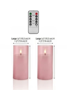 1件/2件/3件 LED蠟燭 有/無遙控器，LED柱狀蠟燭，無焰蠟燭，蠟燭加熱器，蠟燭燈，3D動態火焰電池供電蠟燭（不含電池），適用於節日、婚禮、禮物、壁爐、家居裝飾（粉紅色，3英吋 X 4英吋 5英吋 6英吋） - 粉色 - 查看 13