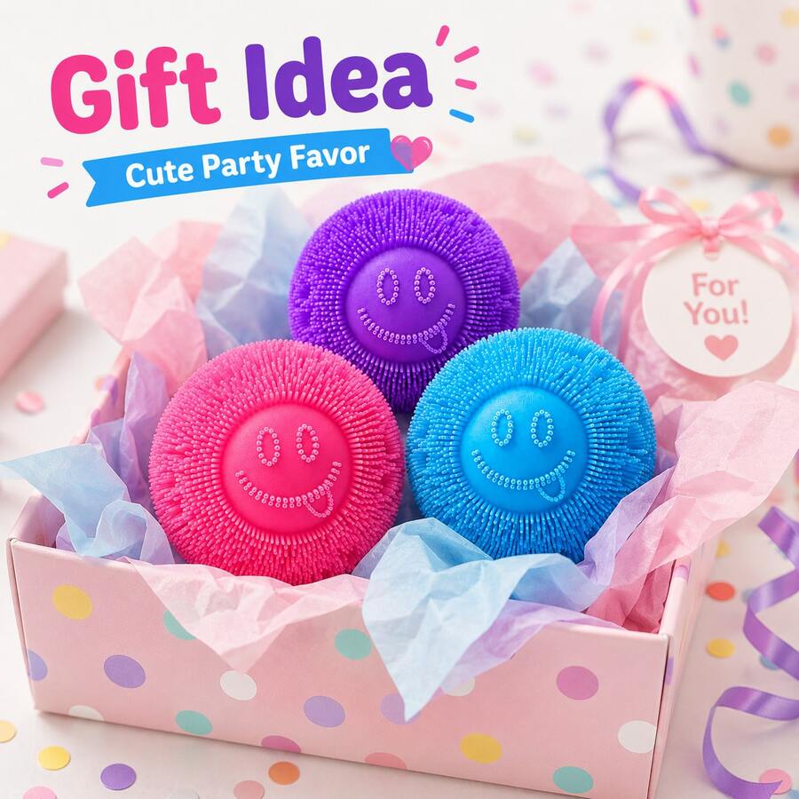 Children's Smiling Face Spiky Ball Sensory Enlightenment Toy, Multiple Colors Available, Suitable For Party Favors, Gift Bag Fillers, Holiday Small Gifts
