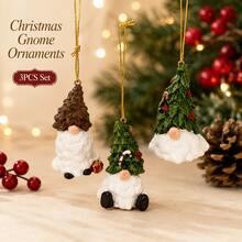 3pcs Christmas Gnome Resin Hanging Ornaments, Tree Hat Holiday Tree Decorations For Christmas Home Party Decor - View 4