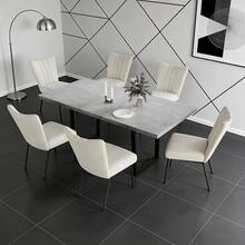 jiexi Extendable Dining Table And 4-6 Chair Set, 130-170cm Grey MDF Dining Table With Beige Velvet Dining Chairs With Metal Legs For Kitchen, Living Room - Beige - View 9