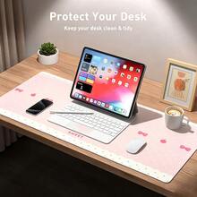 Leather Desk Pad Protector Full Screen Polka Dot Star Musical Note Raindrop Japanese Anime Angel Y2K Cute Mouse Pad Office Desk Mat Waterproof Anti-Slip PU Desktop Pad - View 3