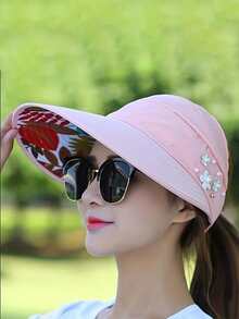 1pc Women's Summer Korean Style New Random Pattern Outdoor Open Top Hat, Foldable Sun Protection Hat For Travel - Sun Protection - View 16