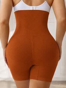 Women's High Waist Shapewear Shorts, Strong Texture For Tummy Control, Butt Lifting & Waist Curve Shaping, Super Stretchy For All-Day Comfort & Curves - Coral Orange - View 4