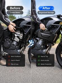 Tas Samping Motor Tahan Air, Tas Pelindung Benturan Universal Hard Shell Kulit PU, Tas Pelindung Mesin, Dengan Tali Bahu yang Dapat Diatur, Tas Penyimpanan Rangka, Tas Perkakas, Cocok Untuk Motor Street, Sport, Off-Road, dan Cruiser, Tidak Perlu Alat, Pemasangan Mudah | Aksesori Motor Penyimpanan Hard Shell - A - View 10