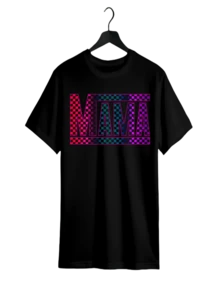 Casual Checkered Mama Tee – Unisex Relaxed Fit For Effortless Style - 黑色 - 查看 1