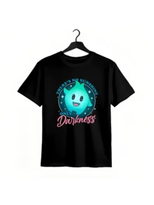[100% Cotton] Lumalee Luna Star Dark T-Shirt - Unique Fun Pattern, Short Sleeve - 黑色 - 查看 1