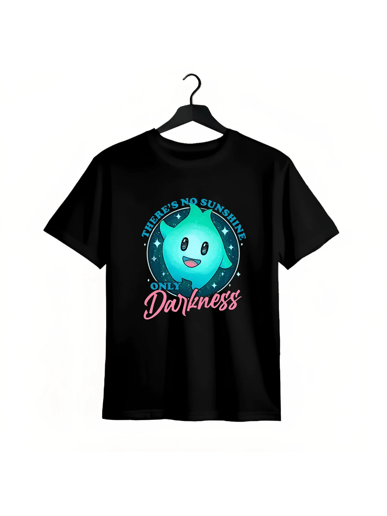 [100% Cotton] Lumalee Luna Star Dark T-Shirt - Unique Fun Pattern, Short Sleeve - 黑色 - 查看 1