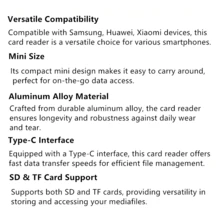 BIYETIMI USB C Card Reader, 2-In-1 Type-C TF SD Card Reader Adapter, Portable External Storage Card Reader, Compatible With Android Phones, Laptops, Cameras - View 3