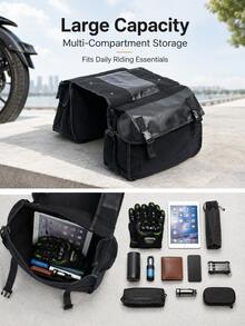 Motorcycle Saddlebags, Waterproof Canvas Side Bags, Large Capacity Dual Side Bags, Throw-Over Saddlebags, Rear Rack Tail Bag, Universal Fit For All Motorcycles, Motorbikes, Bicycles, Bikes, Electric Scooters, Electric Bicycles, Commuting Travel Storage, Quick Release Buckle - A - View 10
