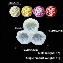 3D 牡丹玫瑰花矽膠模具，DIY 樹脂黏土多用途模具 - A-白色 - View 3