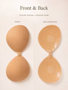 2pcs Invisible Adhesive Bra For Women, Front Closure Push-Up Anti-Slip Breast Pads, Lightweight Seamless Self-Adhesive Lingerie, Suitable For Wedding Dress, Evening Gown, Backless Outfit, Apricot/Black Optional - Multicolor - View 8
