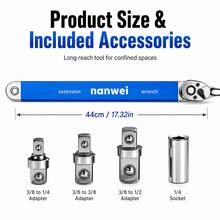 1 Set Impact Offset Extension Wrench Kit, Ratchet Extension Bar With Square Drive Adapter, Universal Tight Space Wrench Extender For Small Working Areas, Auto Repair, Home Improvement, Etc. - 1 Piece Blue - View 1