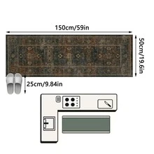 1件美式經典做舊藝術風摩洛哥圖騰波斯古典長條地毯，適用浴室、廚房、玄關、走廊、床邊、客廳、臥室，四季通用柔軟可機洗墊，美學家居裝飾 - 彩色 - 查看 17