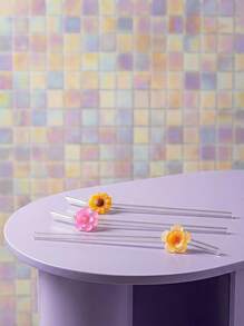 1/2/6pcs Beautifully Designed, Reusable Straws, Glass Straws, Perfect For Smoothies, Milkshakes, Milk, Tea, Juices, Festivals Accompaniment Gifts - Multicolor - View 4