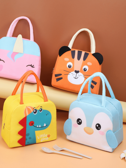 1pc Unisex 3D Cartoon Portable Lightweight Insulated Lunch Bag (Non-Food Contact Grade) Creative New Minimalist Cute Storage Bag For Work/School/Outdoor/Daily Use