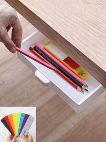 1pc No-Drill Self-Adhesive Drawer Storage Box, Hidden Under-Desk Stationery Organizer, Easy Install Durable Space-Saving Multipurpose Cabinet Sorting Bin For Home Office Kitchen Desk Daily Use,Back To School Season - Multiple Colors and Styles - View 12