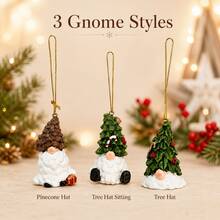 3pcs Christmas Gnome Resin Hanging Ornaments, Tree Hat Holiday Tree Decorations For Christmas Home Party Decor - View 5