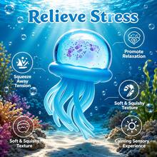 1/3pcs Pink Blue Purple Jellyfish Octopus Squishy, Soft Glitter Jelly Squeeze Stress Relief Fingertip Toy, Cute Sensory Anxiety Relief Decompression Toy, Suitable For Children Teens Adults Office Study, Birthday Christmas Gift - Multicolor - View 9
