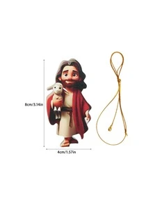 1pc Cute 2D Acrylic Jesus Pendant, Unisex, Cute Cartoon Jesus Decorative Pendant, Suitable For Home Decor, Christmas Decor, Room Decor, Backpack Charm, Car Charm, Keychain, Perfect Gift For Family And Friends - Multicolor - View 6