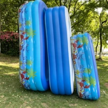 印花充氣戲水池，防滑底部與內建排水孔，加厚防漏設計，適合室內外洗澡與親子戲水，可折疊收納，充氣游泳池（不含充氣幫浦） - 充氣水池 - 查看 2