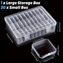1 Set (30pcs + 1 Large) Baby Hair Accessories Storage Box, Transparent Plastic Baby Room Storage Container, Multi-Compartment Baby Jewelry Hair Accessories Organizer, Suitable For Desktop And Drawer Storage, Transparent Plastic Bead Storage Box - Multicolor - View 4