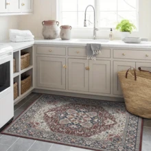 1pc American Classic Distressed Artistic - Beautiful Floral Bohemian - Long Runner Rug, Bathroom, Kitchen, Entryway, Hallway, Bedside, Living Room, Bedroom, All Season Soft Machine Washable Mat, Aesthetic Home Decor - Multicolor - View 8