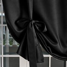 NOSBEI 1PC Rod Pocket Solid High Density Short Blackout Curtain With Tiebacks, Light Blocking Ready Made Small Window Drape, Practical Decor Panel For Kitchen Bedroom Home Decor - Black - View 5