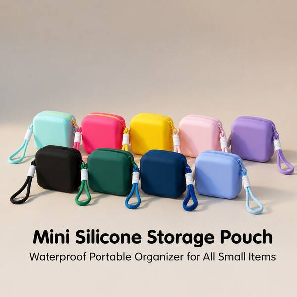 Mini Silicone Storage Bag, Waterproof Cute Zipper Pouch, Portable Coin Earphone Cable Makeup Bag With Wrist Strap, Travel Use