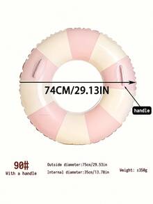 Striped Inflatable Swim Ring With Handle, PVC Pool Float, Suitable For Beach, Pool Party And Summer Activities, Fashionable Photo Decoration Water Accessory - Multicolor - View 6