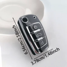 غطاء مفتاح قابل للطي متوافق مع Audi A3 وJetta وBora، مطلي كهربائيًا بحافة بيضاء من مادة TPU، غلاف واقي مضاد للخدش، أسلوب بسيط للنساء، تغطية كاملة، مضاد للسقوط ومقاوم للتآكل ومقاوم للغبار، خيار هدية أنيق ومتعدد الاستخدامات، غلاف واقي للتعديل متوافق مع مفتاح Audi القابل للطي، إكسسوارات السيارة، أجزاء الآلة، غطاء مفتاح التحكم عن بعد - حقيبة مفاتيح أودي ذات حافة فضية - مشاهدة 10