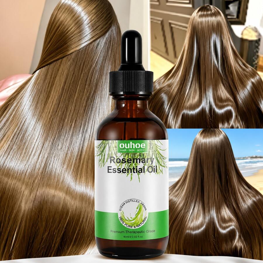 60ml Rosemary Hair Essential Oil, Strong And Firm Hair, Moisturizing Hair Roots Essential Oil - Olive Green - View 1